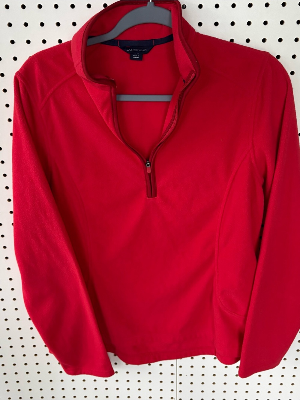 Woman’s Lands' End Red Quarter-Zip Fleece Pullover - Size M (10-12)
